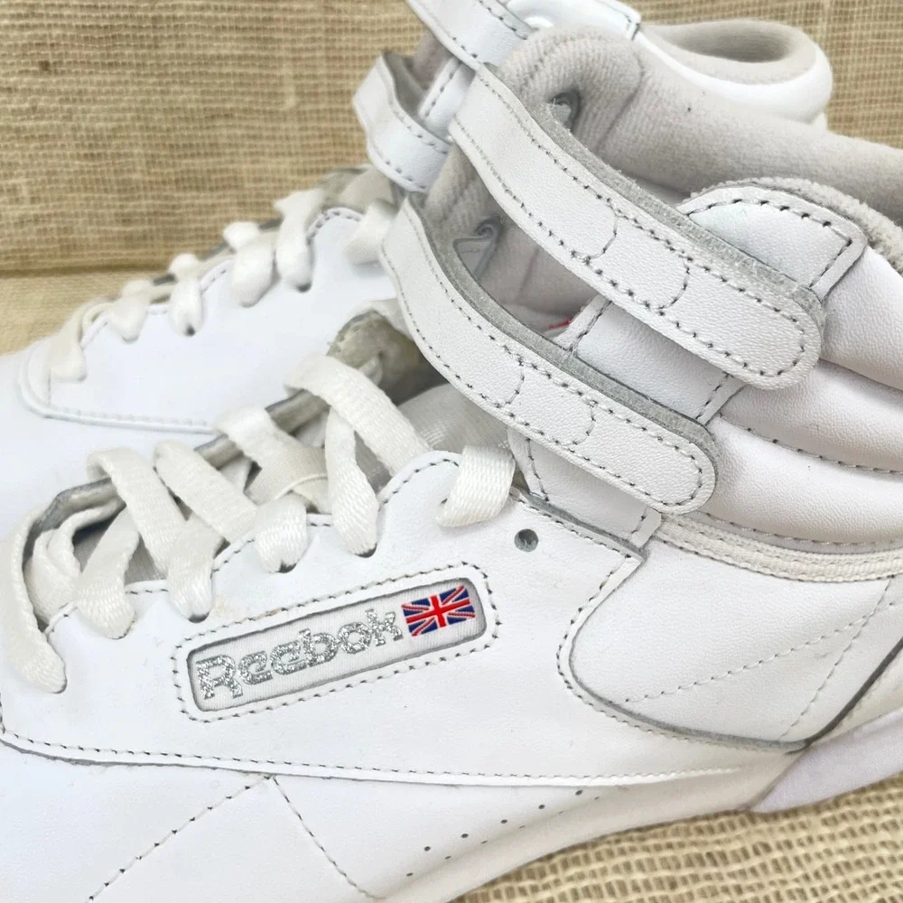 Reebok Freestyle Hi Womens White Leather High Top Sneakers 2431 Size 10